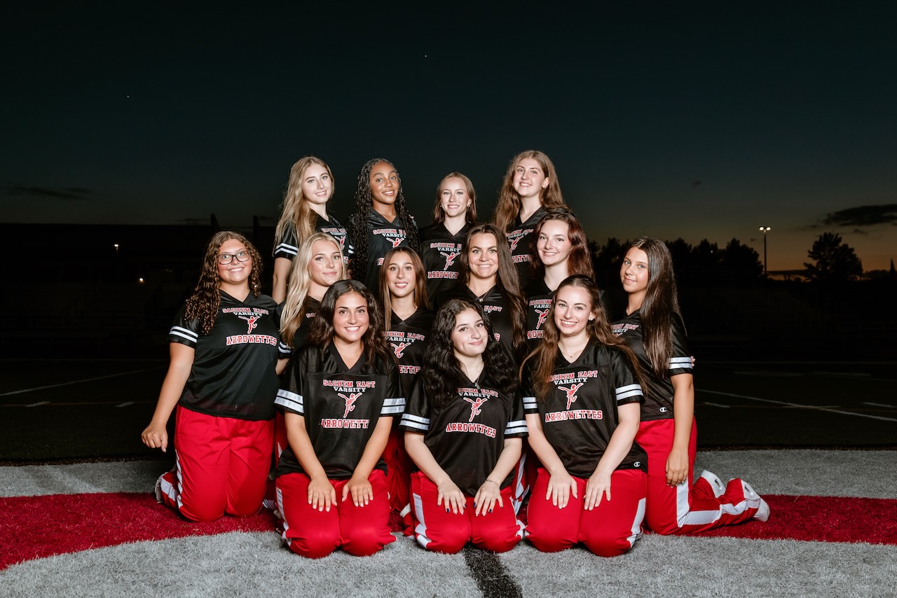 The Sachem East Varsity Arrowettes on the field